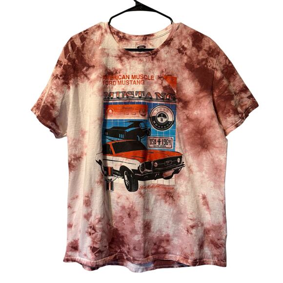 Ford Official Shirt Men's Size XL White/Red Mustang Graphic Tie Dye 100% Cotton - Picture 1 of 5